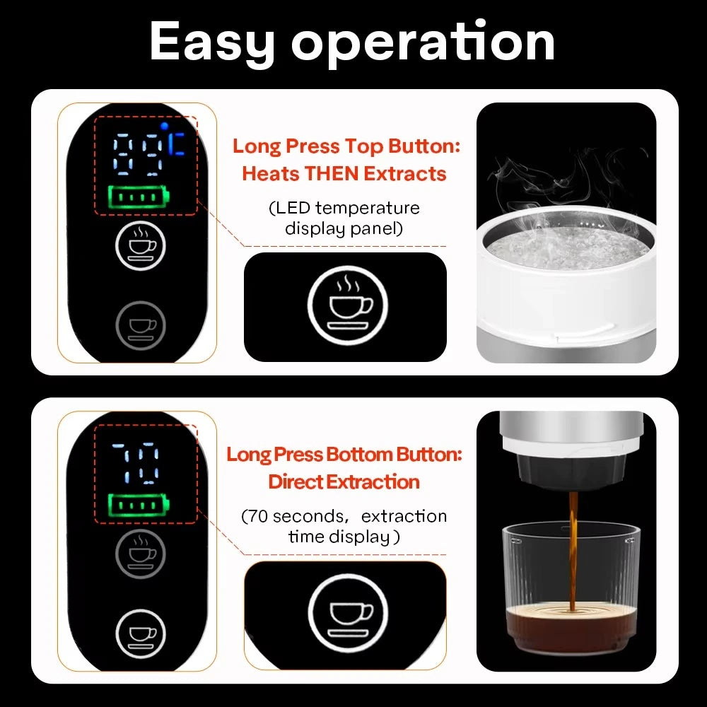 Taşınabilir Mini Espresso Kahve Makinesi – USB-C Şarjlı, 5 Dakikada Sıcak Kahve