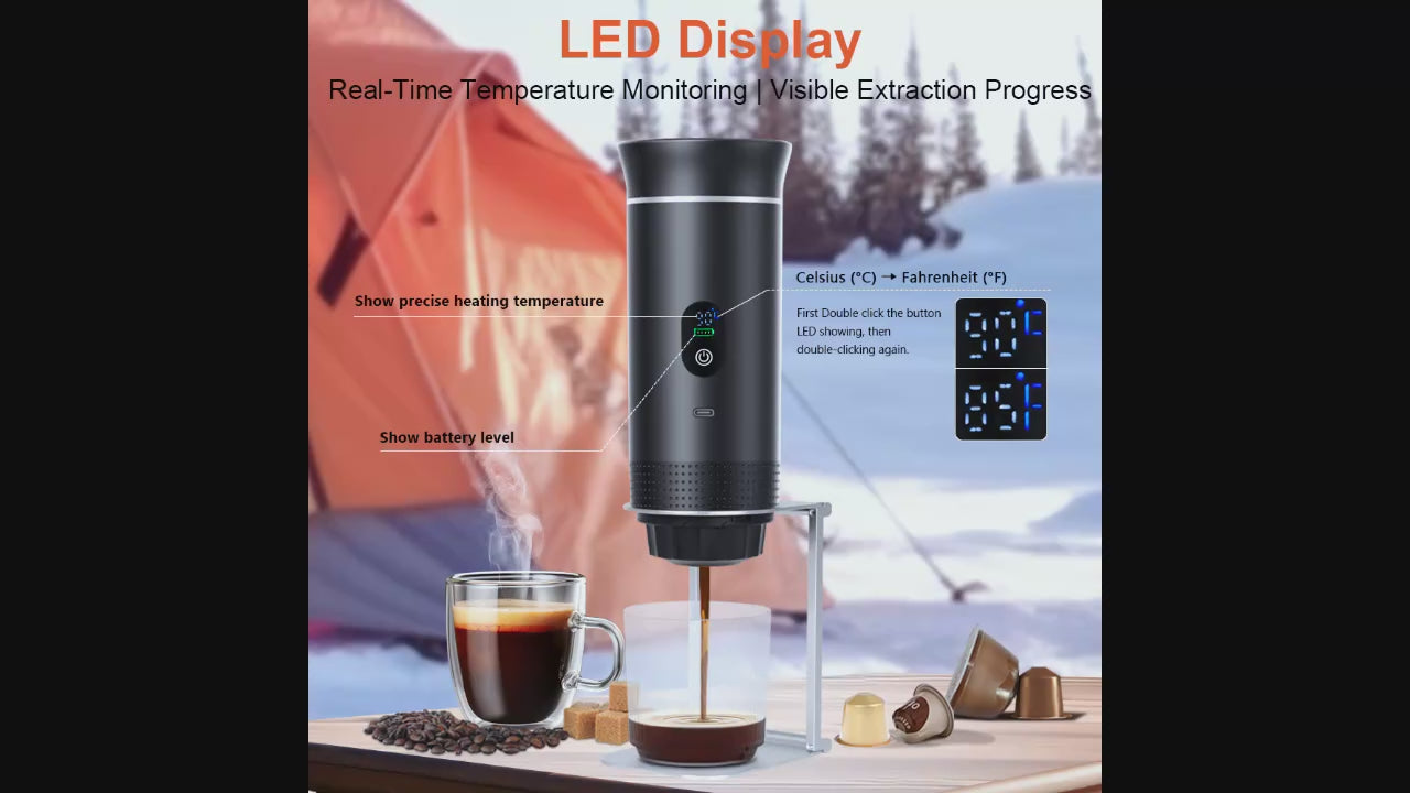 Taşınabilir Mini Espresso Kahve Makinesi – USB-C Şarjlı, 5 Dakikada Sıcak Kahve